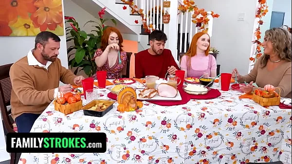 Redhead Stepsisters Arietta Adams & Cherry Fae Share Stud After Thanksgiving Lunch - FamilyStrokes