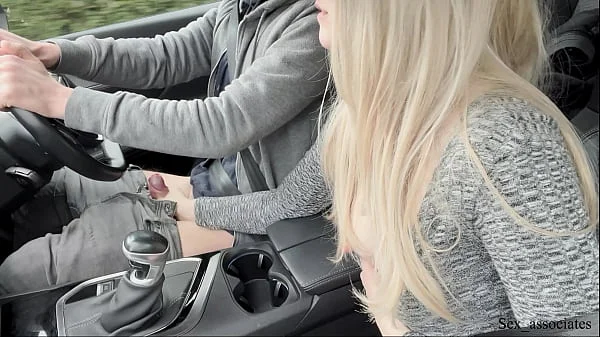 Amazing handjob while driving!! Huge load. Cum eating. Cum play.