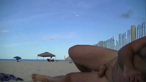 Nude Beach Voyeurs Jerking Off #2 - Husband Films Big Black Cock And Little White Cock Nude Beach Voyeur Looking At His Wife While Jerking Off And Cumming In Public!