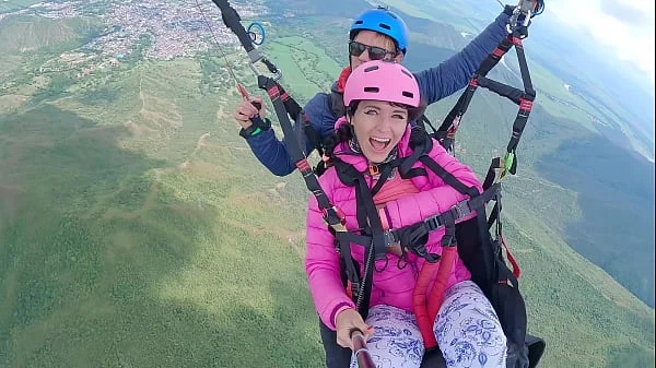 Wet Pussy SQUIRTING IN THE SKY 2200m High In The Clouds while PARAGLIDING