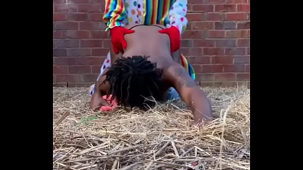 Gibby The Clown fucks ebony in a barn