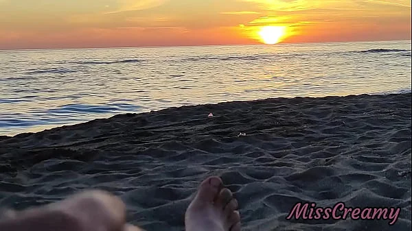 FLASHING my COCK in front of my STEPDAUGHTER at SUNSET in a PUBLIC BEACH and she HELPS me CUMSHOT in front of everyone - REAL SEX RISKY