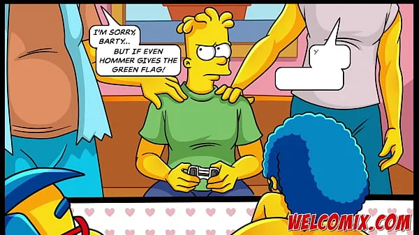 While playing video games, friends fuck the MILF!!! The Simptoons, Simpsons porn