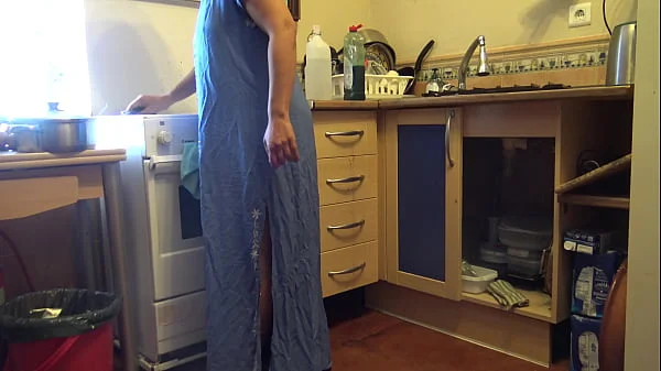 Arab stepmom lets horny stepson have a quickie in the kitchen