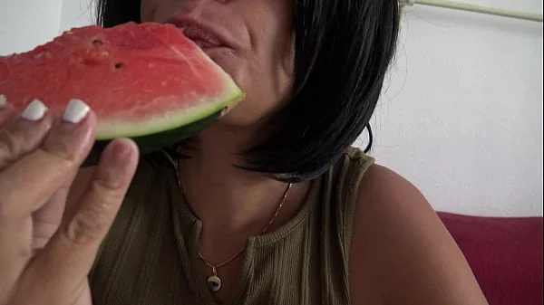 Horny French Amateur Milf Wats Juicy Watermelon