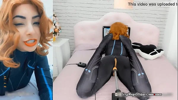 Black Widow Loves Your Cock in her Pussy - Big Toy on a Sex Machine - Cosplay Girl HD