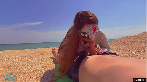 Stranger cum in my panties on the beach Risky public Creampie