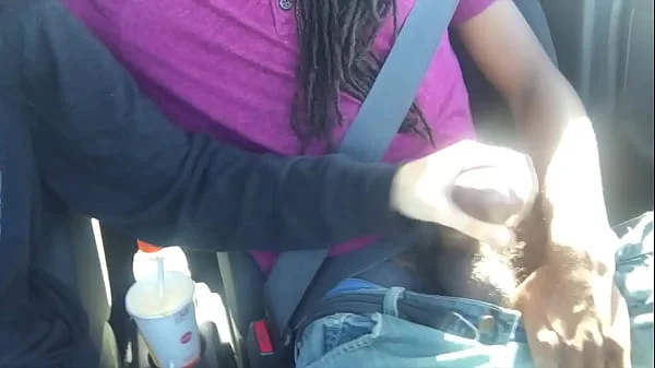 Lesbian Gives Friend Handjob In Car