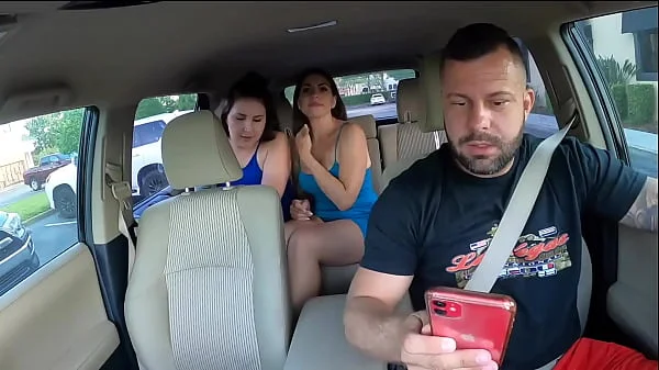 Step Sisters Seduce Handsome Uber Driver In Public