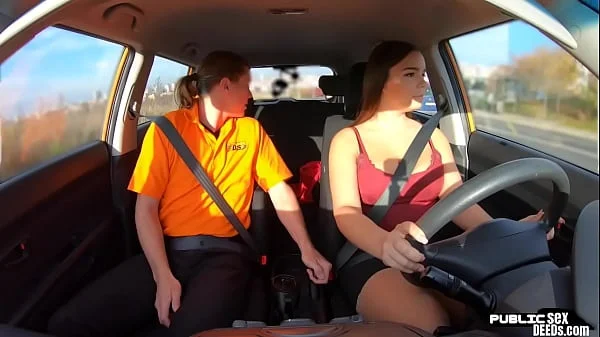 Curvy eurobabe pussy stuffed by driving tutor after oral 69