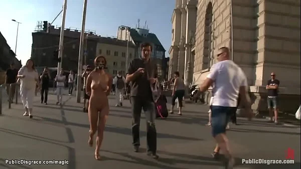 Big tits Romanian humiliated in public