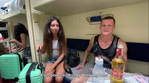 Russian student gets fucked all night long on the train on public